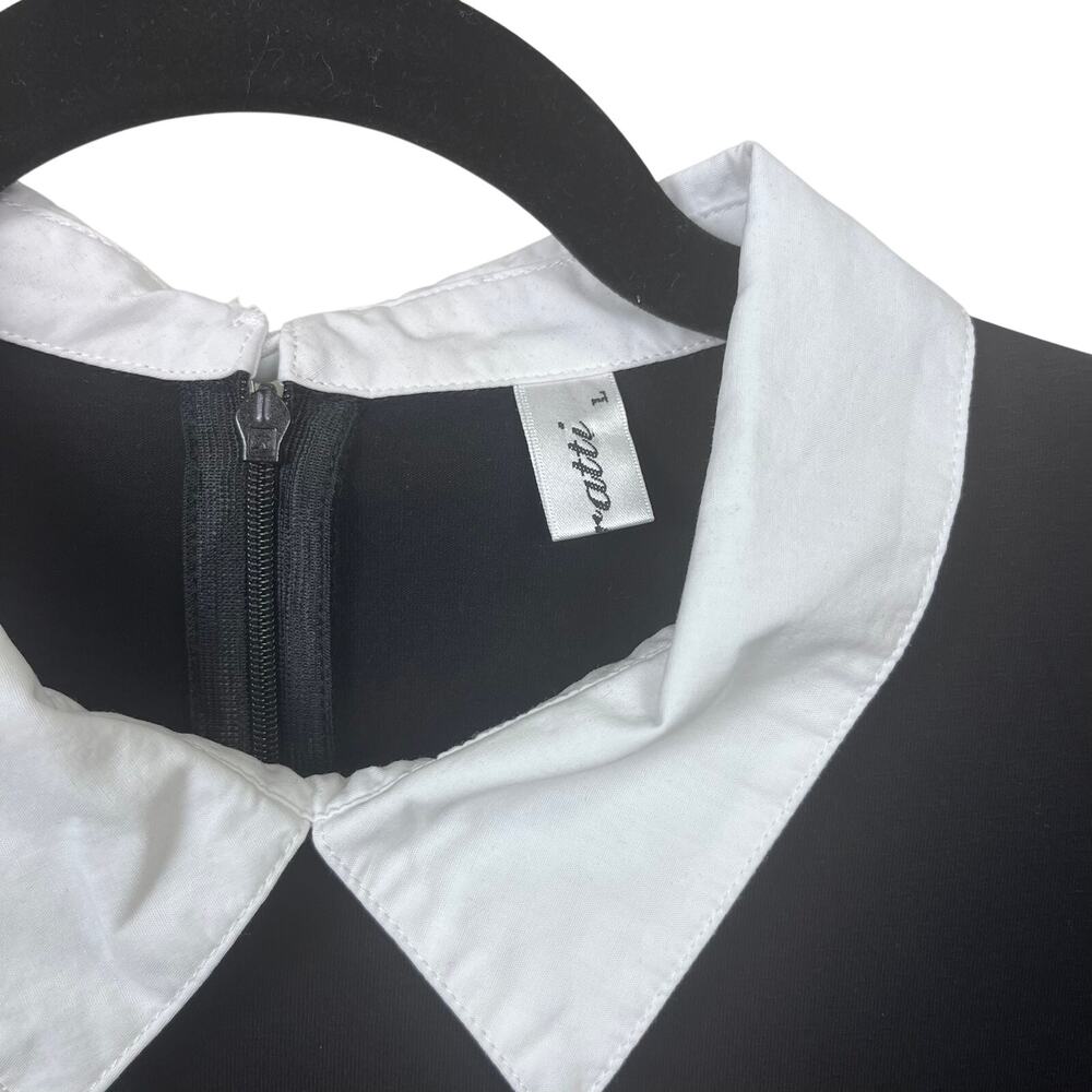 Aphratti Black White Collar Stretch Mini Dress Women’s Large Wednesday Style - Picture 4 of 4